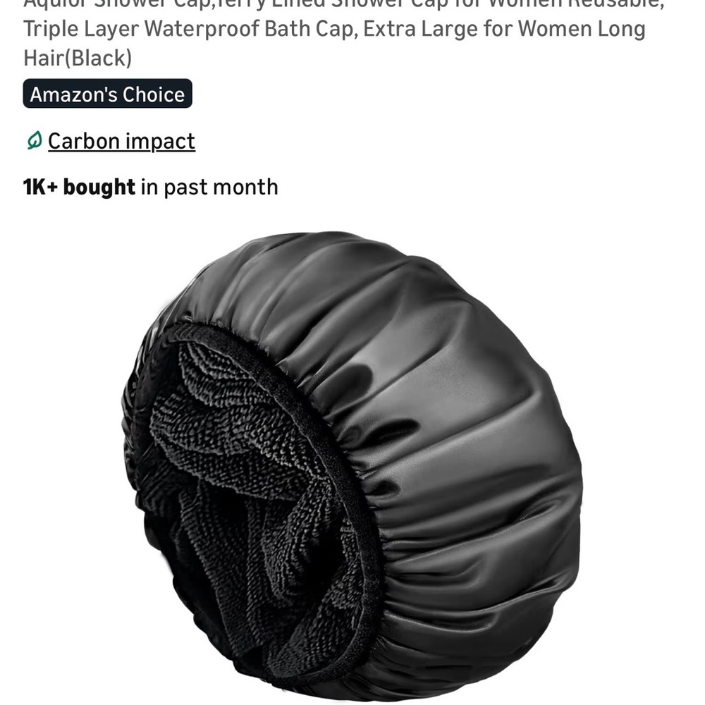 Aquior Black Shower Cap for Women